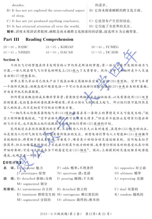 6级真题全面解析：掌握命题规律，轻松突破英语六级考试